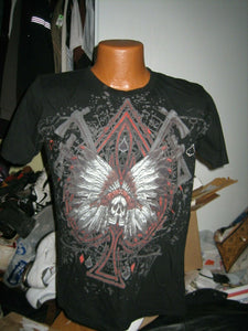 RING OF FIRE T-SHIRT ADULT SIZE M COUTURE WINGS SKULL WINGS INDIAN TOMAHAWK