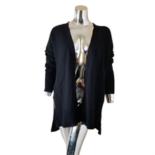 Load image into Gallery viewer, Laundry by Shelli Segal Sweater Black Open Front Long Cardigan Coatigan L