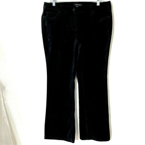 White House Black Market Blanc Womens Black Velour Boot Leg Pants Size 10S