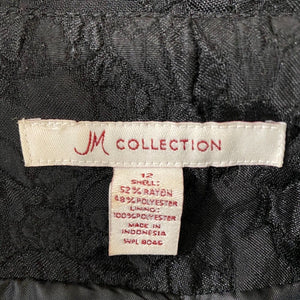 JM Collection Blazer Womens Size 12 Black Jacquard Floral One Button