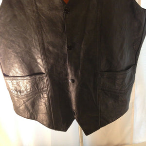 New Age International  Mens Sleeveless Black Leather Motorcycle Vest Size 54