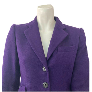 Vintage 90s Lauren Ralph Lauren Blazer Petites Fabric Purple Silk Blend Size 2P