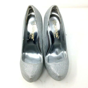 DBDK Womens Silver Glitter Stiletto Heels Size 5.5