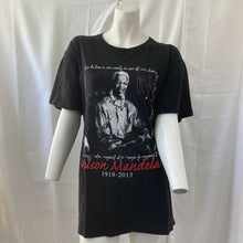 Load image into Gallery viewer, Nelson Mandela Unisex Black and White Short Sleeve Tshirt Size Medium Large