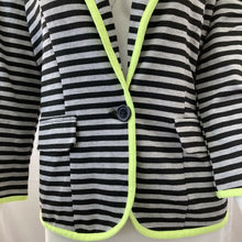 Load image into Gallery viewer, Olsenboyle Womens Black and Gray Striped Blazer Style Jacket Size Medium