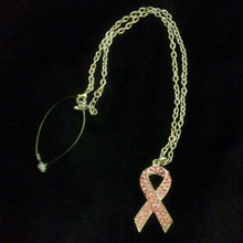 Load image into Gallery viewer, Pink Rhinestone Cancer Awareness Ribbon Neckline