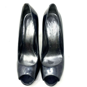 Nine West Dark Gray Metallic Open Toe Heel Size 9.5 M