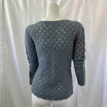 Load image into Gallery viewer, Vintage Women’s Gray Black Beaded Crochet Wool Blend Sweater Medium