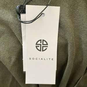 Socialite Knit Sweater Dress Olive Gray Vneck Size Large