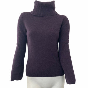 Vintage Sarah Spencer Sweater Ribbed 100 % Merino Wool Turtleneck Small Purple