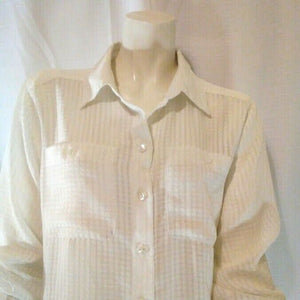 Carry Back Petite Womens White Textured Button Down Blouse Size 10