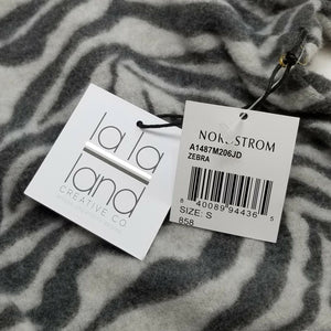 La La Land Hoodie Womens Small Gray Zebra Print NEW