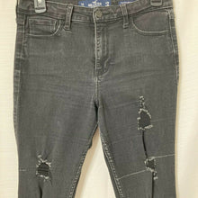 Load image into Gallery viewer, Hollister Classic Stretch High Rise Crop Super Skinny Distress Black Jeans 28x26