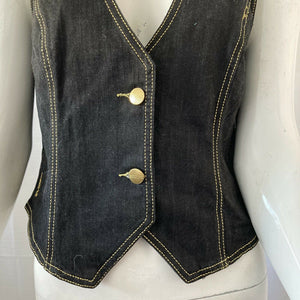 Saturday Womens Black Denim Vest Medium