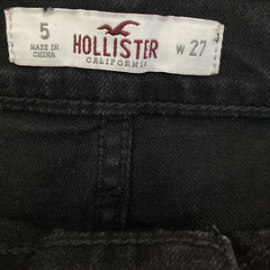 Hollister Short Shorts Black Denim Womens Juniors Size 5 27 cuffed hi rise