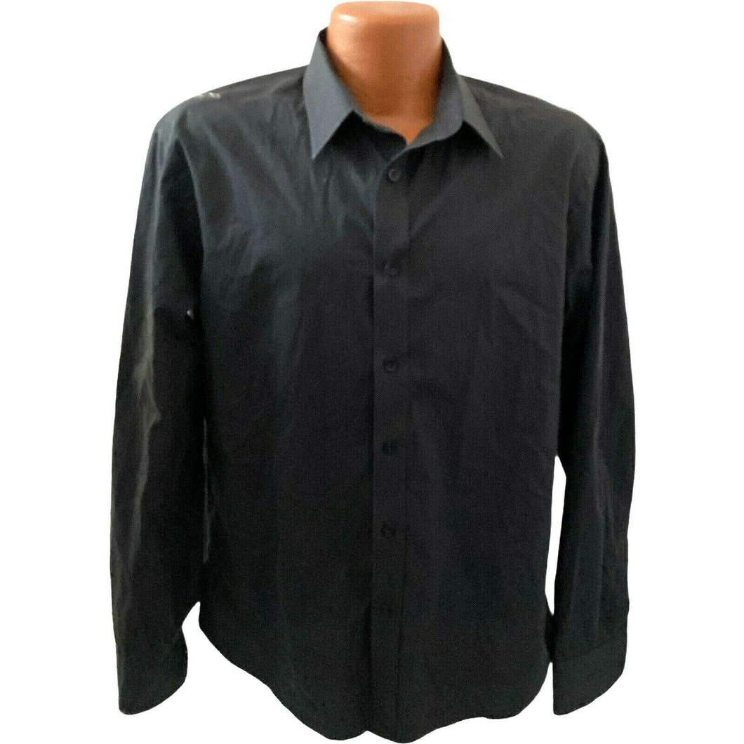 Untuckit Mens Shirt Black Button Front Size Large Casual Dress