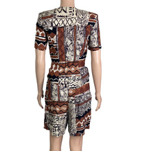 Load image into Gallery viewer, Vintage Francine Browner Shorts 2 Piece Set Women&#39;s 5/6 Brown Black Tribal Print