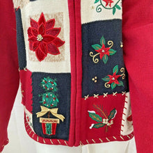 Load image into Gallery viewer, Heirloom Collectibles Christmas Collection 2004 Multicolored Zip Front Sweater