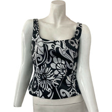 Load image into Gallery viewer, Sandra Darren Womens Black and White Floral Sleeveless Top 8P