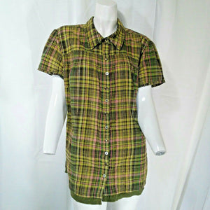 Venezia Womens Multicolored Plaid Short Sleeve Blouse Size 18 20