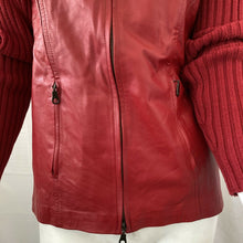 Load image into Gallery viewer, Vintage Maurice Sasson Women’s Red Leather Zip Front Sweater Medium