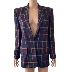 Kiss Rock Band Paul Stanley Blazer Womens 4 Plaid Multicolor One Button