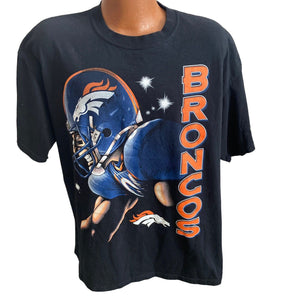 RARE NFL Denver Broncos Tshirt Mens 2X Angry Player Graphic Football TOON