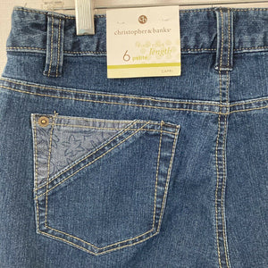 Christopher Banks Capris Denim Womens Size 6P Blue Dark Wash Cuffed