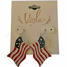 Load image into Gallery viewer, Viola Womens Patriot USA  American Flag Earrings Red White Blue Stars Stripes