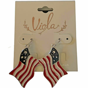 Viola Womens Patriot USA  American Flag Earrings Red White Blue Stars Stripes