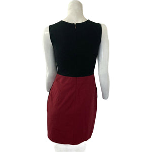 Theory Dress Red and Black Womens Size 0 Sleeveless Wool Blend