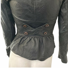 Load image into Gallery viewer, Armani Exchange Leather Jacket Black Cropped Womens Size XS