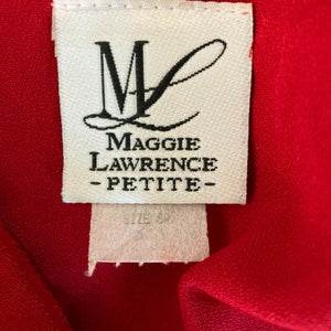 Vintage Maggie Lawrence Petites Womens Red Embroidered Blouse Size 8P