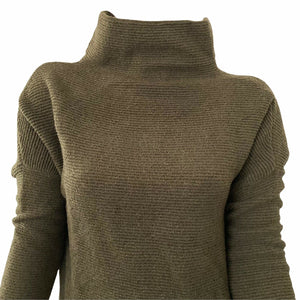 RDI Sweater Mock Neck Dark Olive Green Textured Women's Pullover Size Large