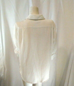 Carry Back Petite Womens White Textured Button Down Blouse Size 10