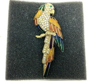 Womens Multicolored Rhinestone Parrot Brooch Pin