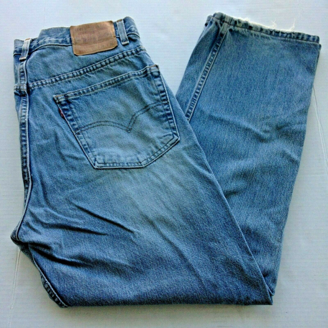 Levi's 505 Mens Reg Fit Straight Leg Blue Distressed Med Wash Jeans W38 L30