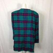 Load image into Gallery viewer, Koret Womens Vintage Green and Red Wool Blend Plaid Blazer 22W
