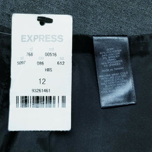 Express Skirt Pleated Charcoal Gray Lined Knee Length Size 12 NWT