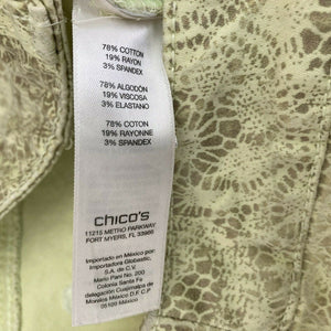 Chicos Size 2 Skimmer Yellow Lace Floral Print Pants Womens Chicos 2 Size 12