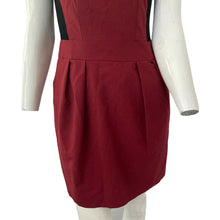 Load image into Gallery viewer, Theory Dress Red and Black Womens Size 0 Sleeveless Wool Blend