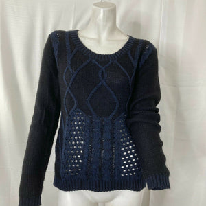 Olive + Oak Womens Dark Blue Cable Knit Style Pullover Sweater Size Small