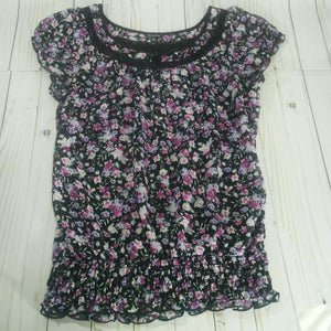 Maurices Womens Purple and Black Floral Blouse Medium