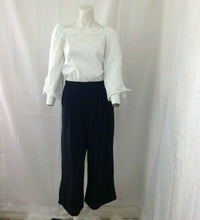 Load image into Gallery viewer, Zara Basics Navy Blue White Tailored Backless Wide Leg Culottes Jumpsuit XS