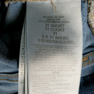 Gap 1969 Slim Straight Womens Medium Wash Distressed Blue Jeans 31 Short