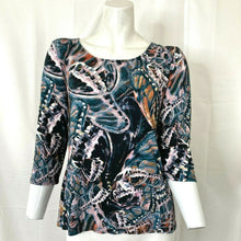 Load image into Gallery viewer, Peck &amp; Peck Petites Womens Multicolored Abstract Butterfly Blouse Large