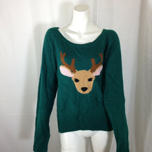 Load image into Gallery viewer, Route 66 Original Clothing Co Womens Brown and Green Reindeer Sweater Large