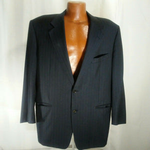 Canali Mens 100% Wool Black Pinstripe Blazer Sports Jacket Harry Rosen 56R