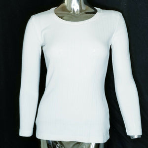 Esprit Womens White Stretch Long Sleeve Pullover Top Small