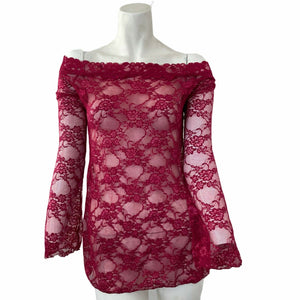 Dreamgirl Top Lace Magenta Womens Size Small Stretch